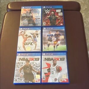PS4 Sports and Action Game Collection with Blue Cases